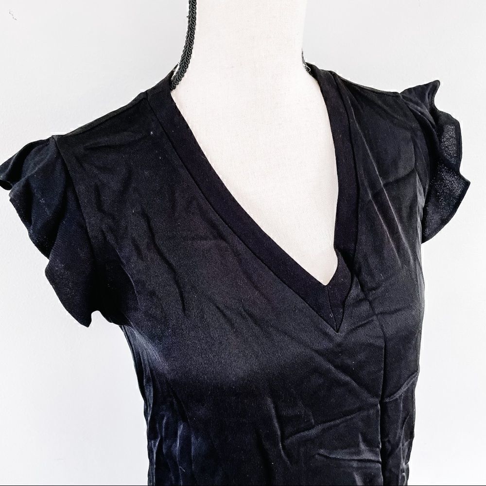 Kate Spade Flutter Sleeve Satin Crepe Blouse - Picture 5 of 11